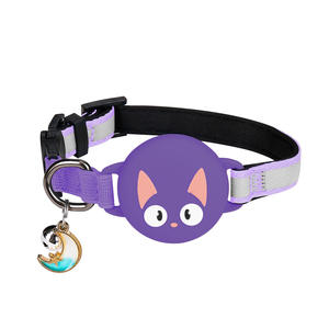 प्यारा चमकदार समायोज्य वाटरप्रूफ चिंतनशील कॉलर के साथ घंटी और सेब एयरटैग धारक किटन बिल्लियों कुत्तों के लिए - Product Image 6