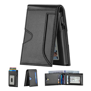 Cartera antimagnética para hombre, tarjetero negro con tapa abatible, extracción automática, uso diario duradero - Product Image 1