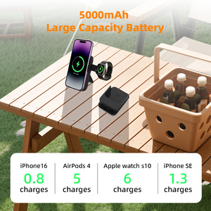 OEM 3-В-1 складной 5000 мАч Беспроводное зарядное устройство светодиодный Ночной свет IP-часы держатель для наушников Портативный Съемный магнит Power Bank - Product Image 4