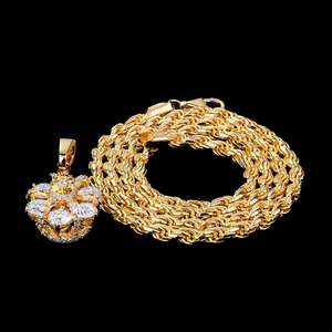 Joyería Hip Hop Personalizada al por Mayor, Cadena de Cuerda para Hombre en Plata 925 Chapada en Oro, con Diamantes VVS y Colgante de Moissanita - Product Image 3