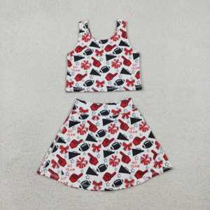 GSSO2933 RTS ชุดเด็กผู้หญิงแขนสั้นชุดเด็กผู้หญิงเด็กผู้หญิงชุดพิมพ์ลายสีน้ำเงินเข้ม - Product Image 3