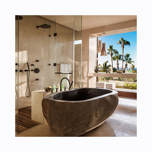 Bañera de Mármol Blanco Independiente para Decoración del Hogar, Bañera de Piedra de Diseño Moderno para Interiores - Product Image 6