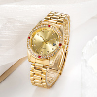 Reloj de pulsera de lujo con diamantes de rubí para parejas, conjunto de regalo de San Valentín, joyería con personalidad