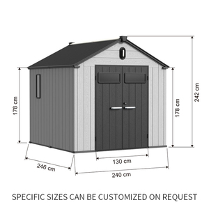 โรงเก็บของขนาดใหญ่ <span class=keywords><strong>8x12</strong></span> ฟุต ประตูคู่ สำหรับจัดเก็บจักรยาน มอเตอร์ไซค์ เครื่องตัดหญ้า เครื่องมือต่างๆ โรงเก็บสำเร็จรูปสำหรับสนามหลังบ้าน - Product Image 5