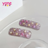 Pince à cheveux carrée coréenne en diamant pour enfants, style cristallin tendance et mignon, avec franges latérales et pinces pour filles