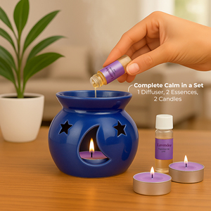 Wholesale Ceramic <b>Essential</b> Oil Diffuser Gift Set with Lavender Aroma Oil and Tealight Candles <b>Home</b> Fragrance Decor - Product Image 3