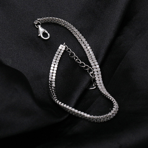 Joyería Fina, Pulsera de Plata de Ley 925 con Doble Hilera de Circonitas Cúbicas Redondas de 1.5MM, Joyería para <span class=keywords><strong>Mujer</strong></span>, Regalo para Fiestas - Product Image 4