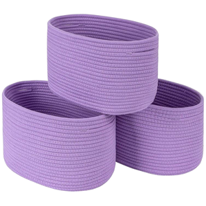 Oval Rope Storage <b>Baskets</b> Purple <b>Stackable</b> Multi Purpose Simple Design Neatening Organizers - Product Image 1