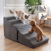 Escalier pour animaux de compagnie Taineng personnalisé pour petits chiens, en mousse à mémoire de forme, avec housse amovible et lavable, durable, conception gonflable non pliable, pour avion et camping