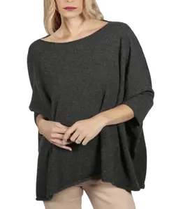 Tay áo Cashmere Áo len nữ mùa hè Hàng dệt kim than quá khổ Cashmere Áo len cổ thuyền