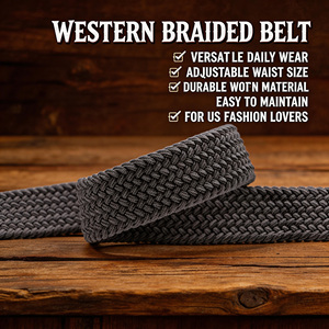 Ceinture classique pour homme en PU tressé extensible avec boucle en alliage et <span class=keywords><strong>design</strong></span> tissé élastique, idéale pour jeans et pantalons, style garçon - Product Image 3