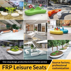 Fiberglass Commercial Outdoor Leisure Bench Modern Creative Display Long Bench with Pebble Design Guangdong Combination Seat - Product Image 1