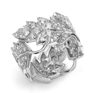 Anello da Cocktail F633 con Fiore, Anello da Donna per Matrimonio, con Zirconia Cubica a Pavé e Pietra Rotonda, Gioiello alla Moda - Product Image 2
