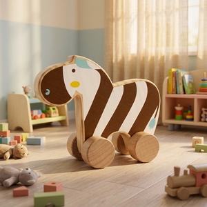 Marche-bébé en bois <span class=keywords><strong>Zèbre</strong></span> avec tambour, jouet à pousser, trotteur d'éveil pour l'apprentissage de la marche des tout-petits, blocs de construction - Product Image 5