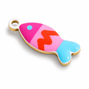 Breloques en émail en acier inoxydable style océan, pendentifs coquillages et poissons en émail style méditerranéen pour accessoires d'été DIY - Product Image 4
