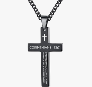 GIVELUCK bibbia ispiratrice Christian in acciaio inossidabile collana con ciondolo a croce per uomini e donne gioielli fede regali - Product Image 4