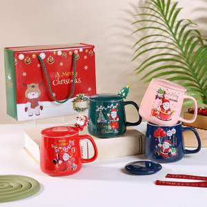 Tasses à thé et soucoupes en porcelaine de luxe avec motif de Père Noël en céramique, tasses à café promotionnelles pour cadeaux de Noël - Product Image 4