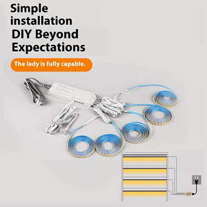 Bande lumineuse <span class=keywords><strong>LED</strong></span> intégrée 12VCOB à capteur pour armoires, autocollante, sans zones sombres, pour armoire, vin, bibliothèque, présentoir - Product Image 5