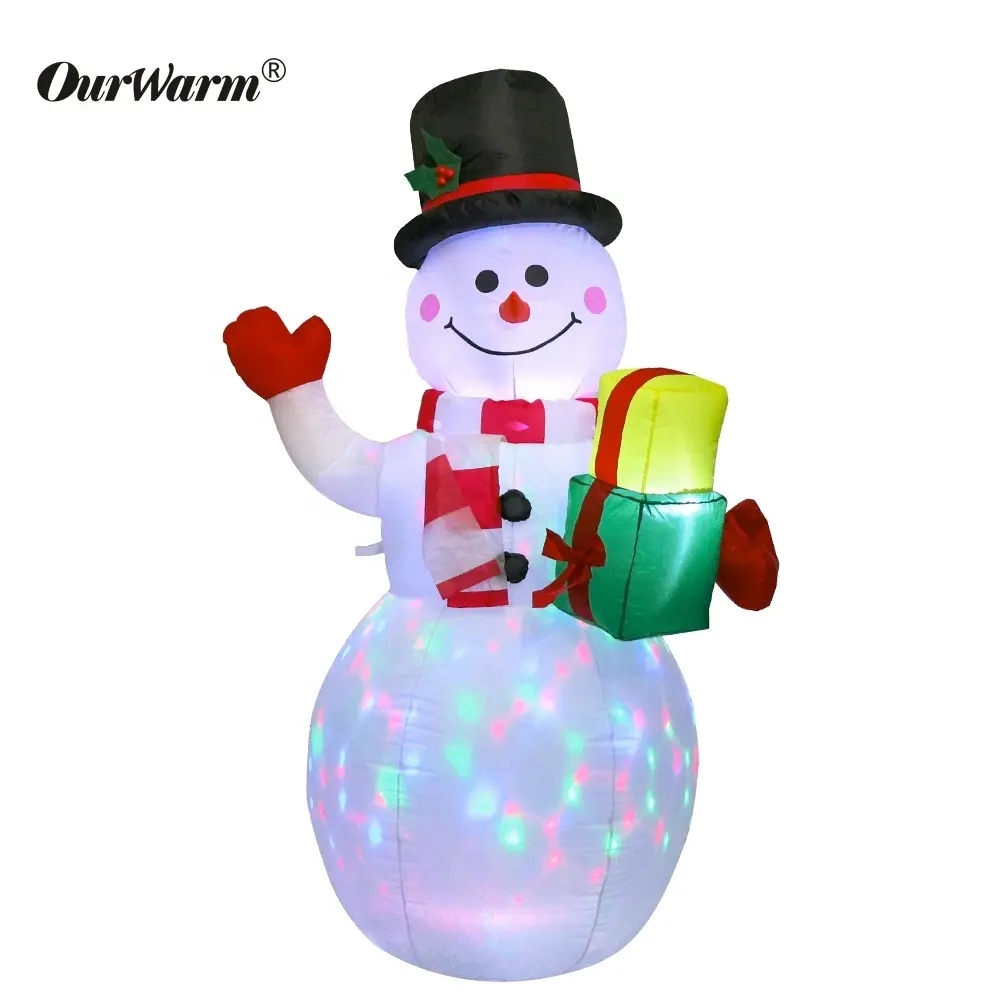 Ourwarm decoração inflável natalina, barata, 152cm, boneco de neve, luz led, para natal e áreas externas