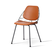 En stock, chaise de salle à manger moderne minimaliste avec structure en métal et siège en cuir, chaise de salle à manger, chaise de réunion à domicile, chaise de réception