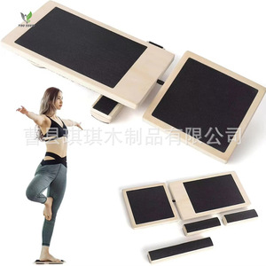 Planche d'équilibre en bois massif antidérapante pour l'entraînement à l'équilibre, équipement de Pilates, 11,8x4,35x1,18 pouces - Product Image 1