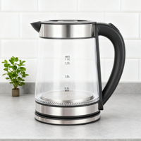 2025 bouilloire électrique sans fil en verre borosilicate transparent populaire avec arrêt automatique à usage domestique