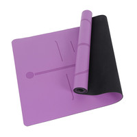 Tapis de yoga en cuir PU écologique de 5mm avec impression personnalisée Tapis de yoga ligne de position en gravure laser biodégradable et antidérapant