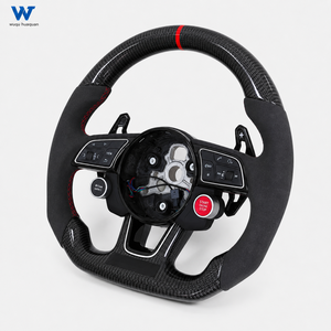 Volant en fibre de carbone noir avec lumières LED, compatible avec <span class=keywords><strong>Audi</strong></span> A4 43 46 R8 <span class=keywords><strong>R9</strong></span> A3 A5 A6 A7 S5 Q5 Q7, amélioration et modification - Product Image 2