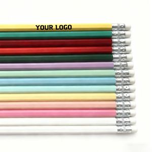 Crayons promotionnels pour le bureau, cadeaux d'entreprise, avec logo, crayons personnalisés imprimés avec des rayures jaunes et noires - Product Image 1