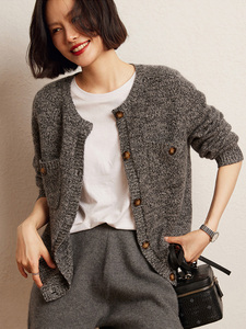 Cárdigan de Punto de Cachemira Estilo Tweed Informal para <span class=keywords><strong>Mujer</strong></span> con Bolsillo y Botones - Product Image 4