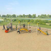 Parcours d'obstacles Ninja Warrior : filet d'escalade, corde d'escalade, filet cargo, structure d'escalade pyramidale pour parc d'attractions extérieur et aire de jeux pour enfants