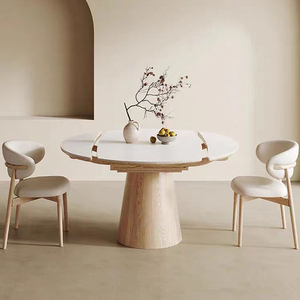 Diningroom Simple Elegant Design Original Solid Wood <strong>White</strong> Apartment High-End <strong>Dining</strong> <strong>Table</strong> with Chairs - Product Image 4