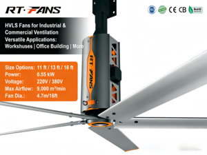 Ventilateur de plafond industriel HVLS RTFANS, grande capacité de refroidissement et de ventilation pour usine, entrepôt, bureau, options de taille 3,3 / 4,0 / 4,7 mètres - Product Image 5