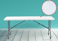 6ft 180cm Table Pliable Blanc Jardin Moulé Meubles Pliant Rectangulaire Table À Manger pour La Maison De Haute Qualité