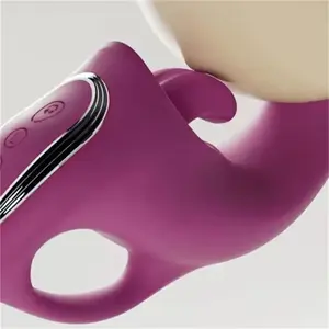 Dil yalama vibratör çift kafa tavşan yapay penis vibratör sihirli değnek G Spot vajina kedi masaj seks oyuncak kadınlar için su geçirmez - Product Image 2