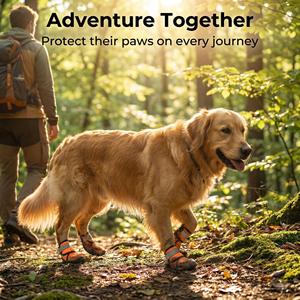 Yearning Dog Soft <b>sole</b> Breathable Plush Fabric <b>Rubber</b> Waterproof Non-Slip Rain <b>Boots</b> for Dogs Outdoor(four pieces of a set) - Product Image 1