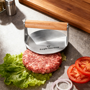 헤비 듀티 스테인레스 스틸 버거 스매셔 우드 핸들 햄버거 패티 메이커 6 인치 라운드 그릴 스매시 버거 프레스 - Product Image 6