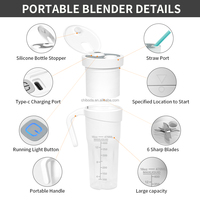 Nouveau Mixeur Portable Sportif en Forme de Bouteille, Rechargeable par USB, 470 ml, 6 Lames, pour Fruits, Mini Presse-Agrumes Manuel, Smoothie, avec Paille, Compatible Voiture