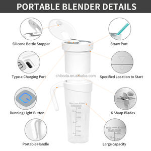 New Sport Portable <span class=keywords><strong>Blender</strong></span> Cup Bottle USB Recarregável 470ml 6 Blades Fruit Mixer Mini <span class=keywords><strong>Hand</strong></span> Juicer <span class=keywords><strong>Blender</strong></span> Smoothie Com Palha - Product Image 4