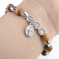 Bracelet religieux extensible élastique, charmes de saint, cadeau catholique pour hommes et femmes, chapelet de prière