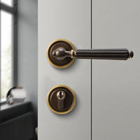 Porte intérieure en laiton massif de luxe style rétro serrure française base ronde magnétique silencieuse serrures en bronze Antique poignées de porte