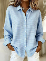Chemise à carreaux à manches longues et col rabattu pour femme, polyvalente, quatre saisons, mode européenne et américaine