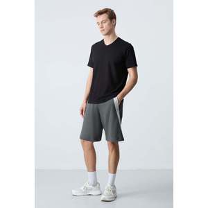 Shorts basiques pour hommes en coton kaki, épais, doux et texturés, coupe standard - 81280 - Kaki - Product Image 6