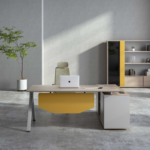 Escritorio <span class=keywords><strong>Ejecutivo</strong></span> Moderno en Forma de L de Madera para Uso <span class=keywords><strong>Comercial</strong></span> con Diseño Extensible - Product Image 4