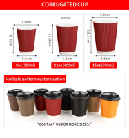 Gobelet en papier ondulé à double paroi, écologique, biodégradable, de qualité alimentaire, avec revêtement PLA
