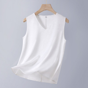 Women's V-Neck Sleeveless Top Rose Pink Chiffon Asymmetric Design Everyday Wear Four Seasons Base Layer - Product Image 2