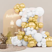 Kit d'arche de ballons en métal rose doré 140 pièces, chrome champagne, ballons en latex de 18/12/10/5 pouces, décoration florale pour fête d'anniversaire, bleu