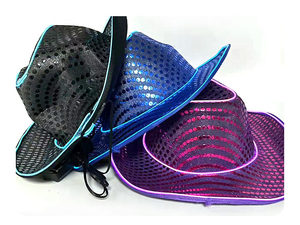 Sombrero LED Noen <span class=keywords><strong>2022</strong></span>, Sombrero de Vaquero con Luces LED Intermitentes y Lentejuelas para Mujeres y Hombres - Product Image 3