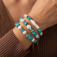 Bracelet à breloques empilable en résine acrylique et lucite, style vacances, avec paillettes turquoise, formes irrégulières, décontracté/sportif
