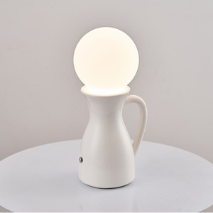 Creative Ceramic Table Lamp With Amber Glass Globe E27 LED Bulb Push Button Switch 220V Bedroom <b>Night</b> <b>Light</b> Decorative Ambient - Product Image 3